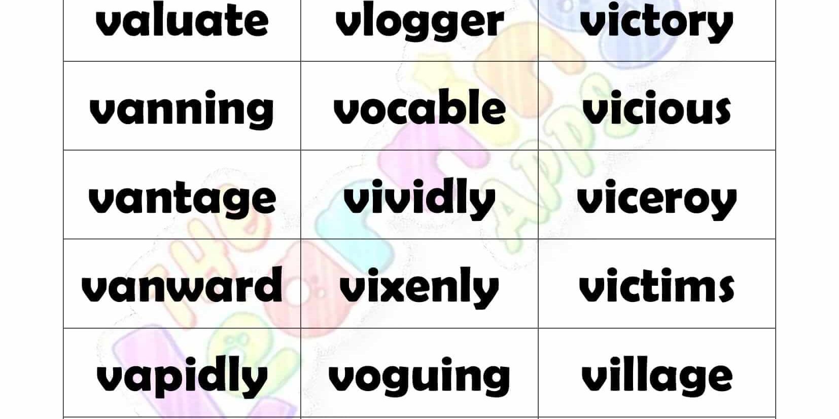 7 LETTER WORD STARTING WITH V-2