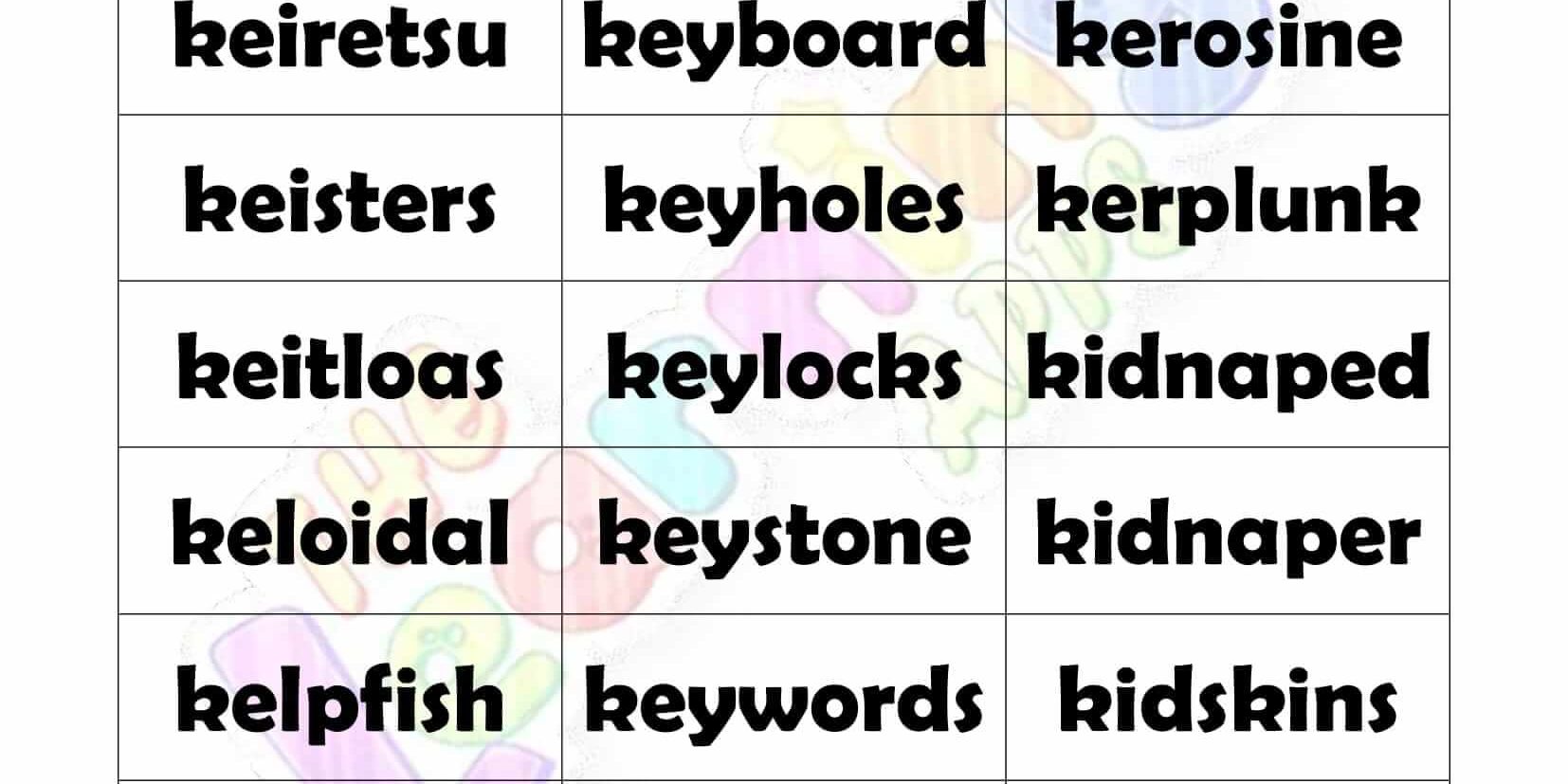 8 LETTER WORD STARTING WITH K