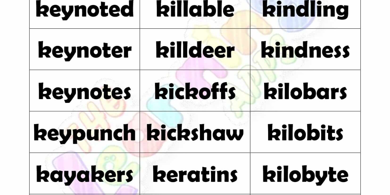 8 LETTER WORD STARTING WITH K-2