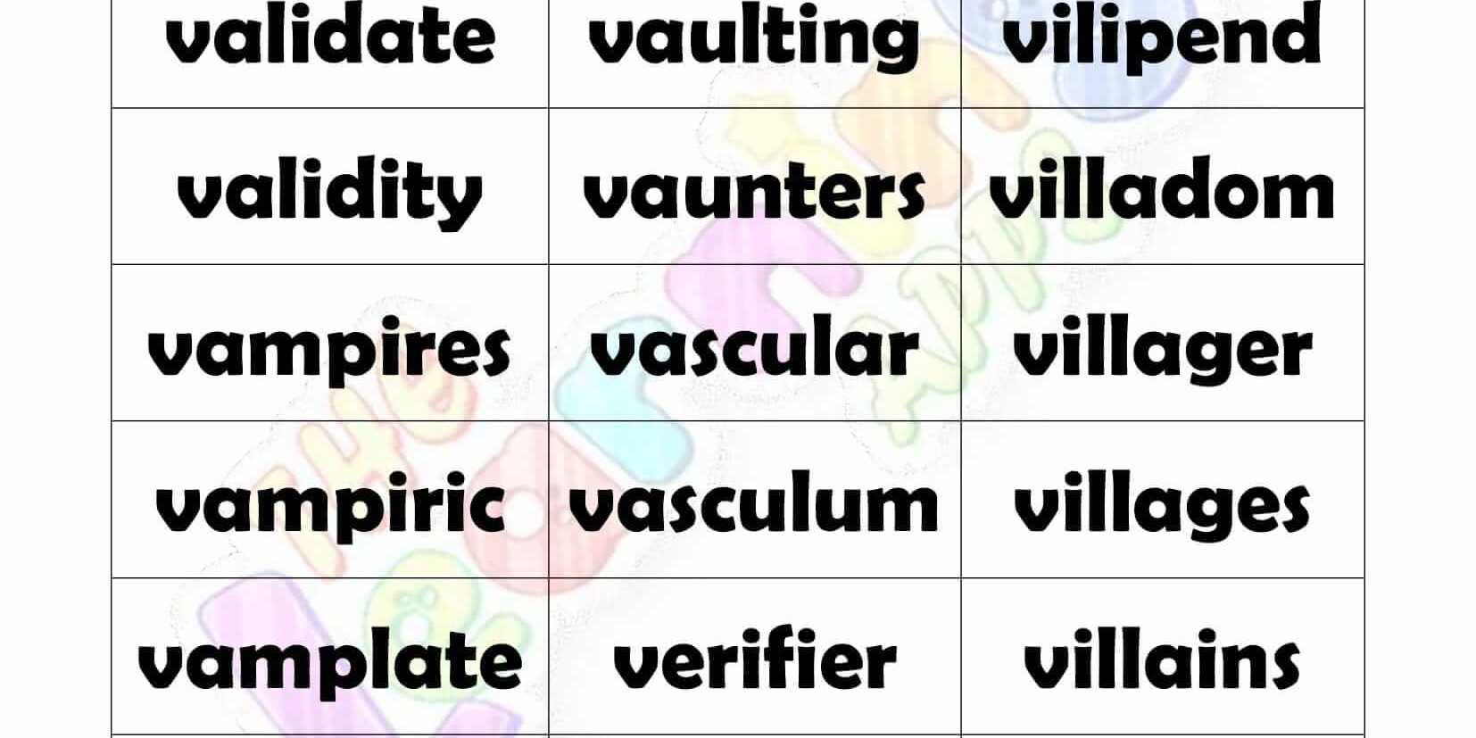 8 LETTER WORD STARTING WITH V-3