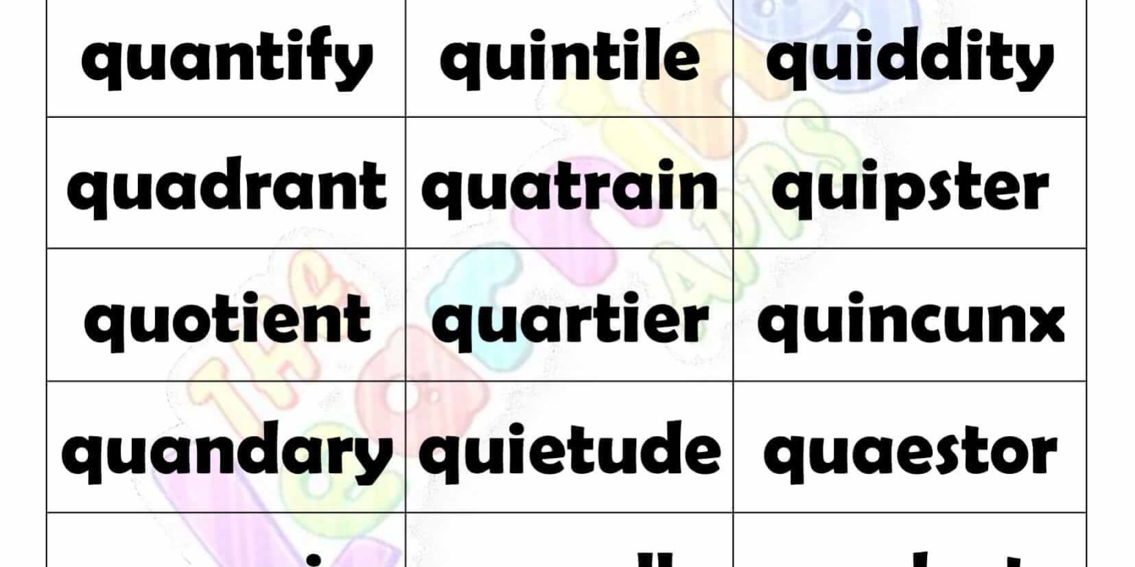 8 LETTER WORD STARTING WITH Q