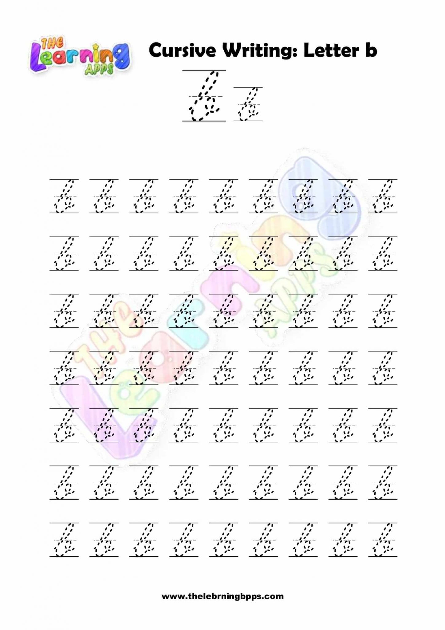 Free Printable Cursive Letter B Writing Grade 1 Worksheets