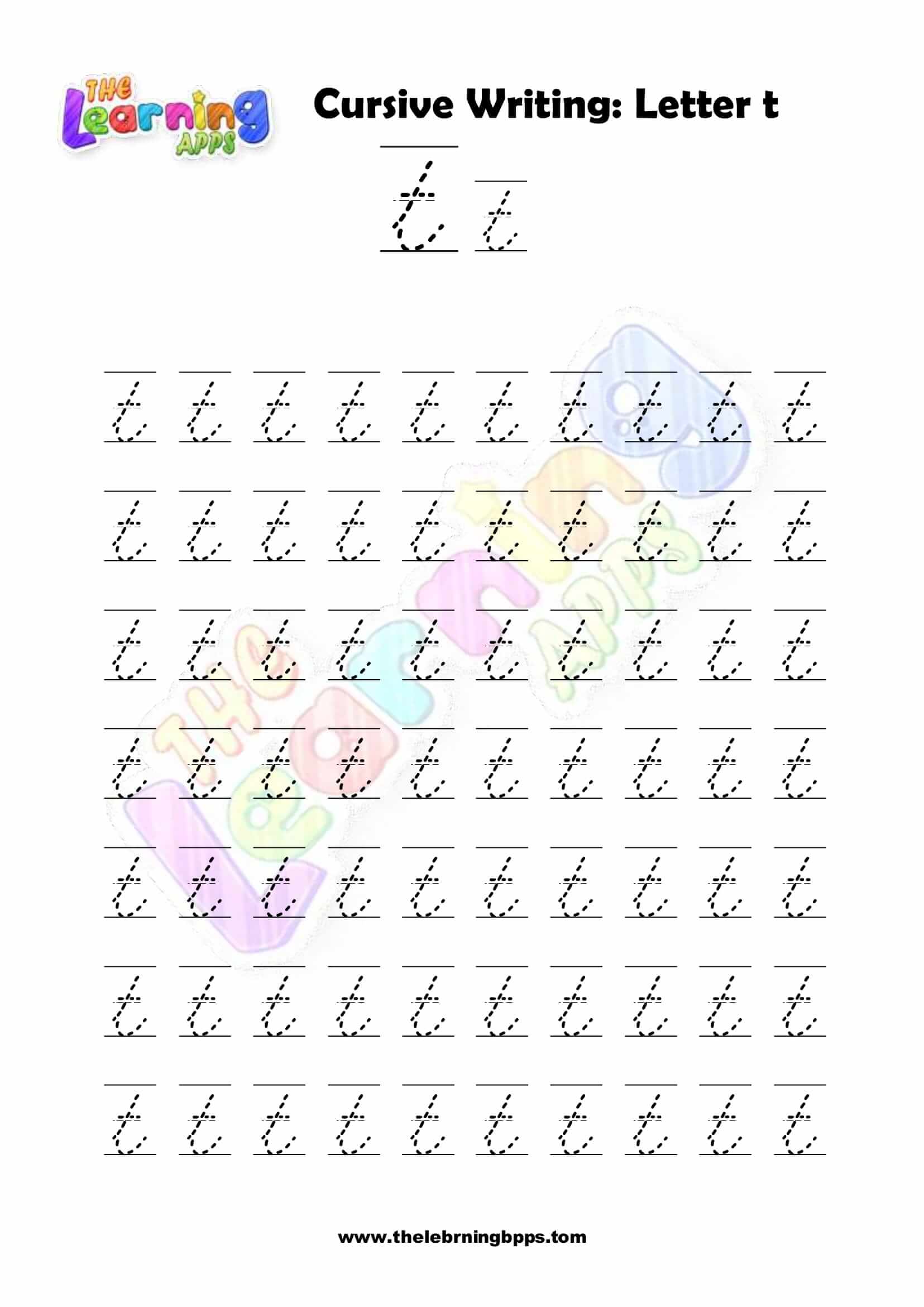 Free Printable Cursive Letter T Writing Grade 1 Worksheets