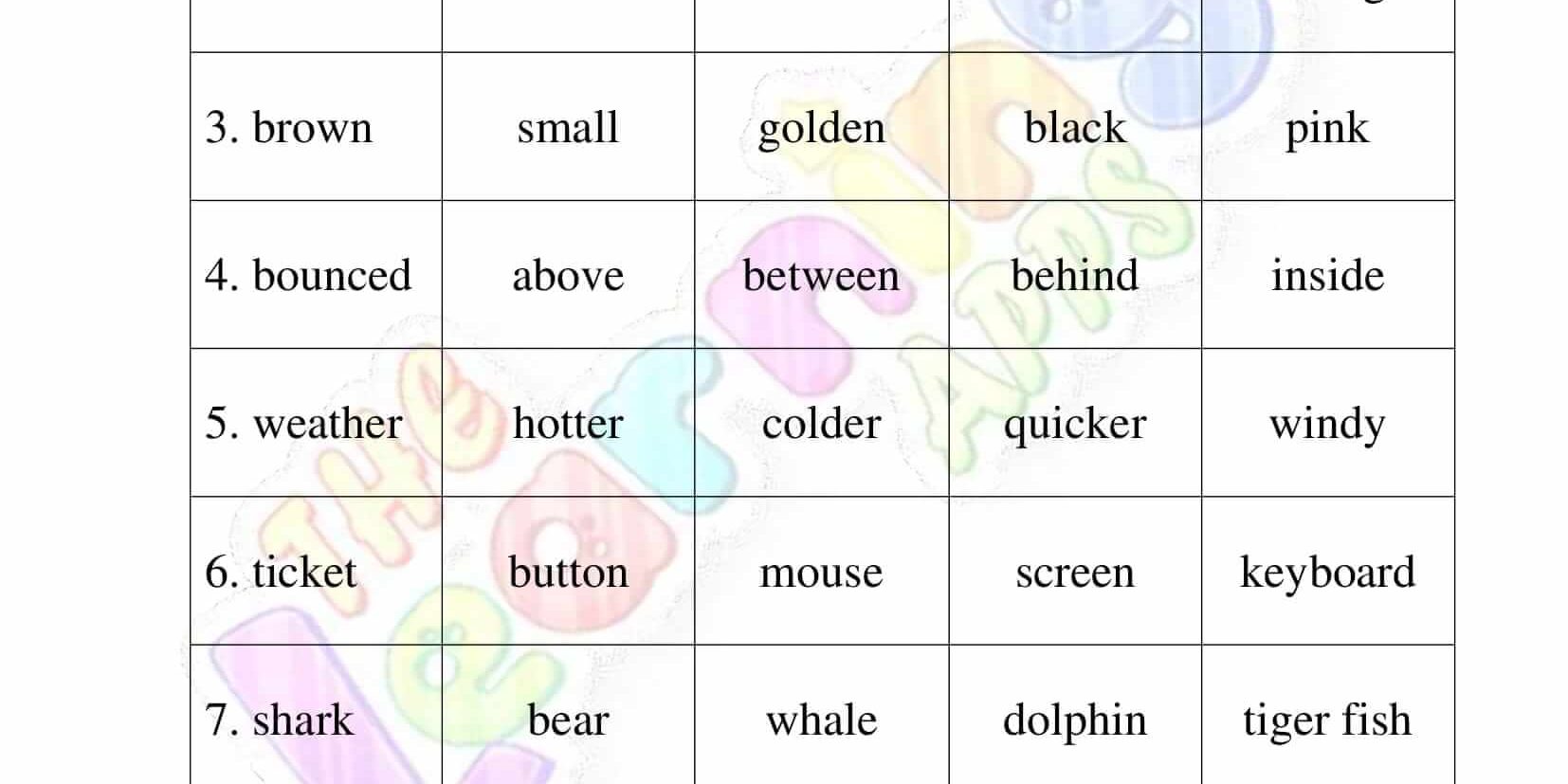 vocabulary worksheet for grade three 09