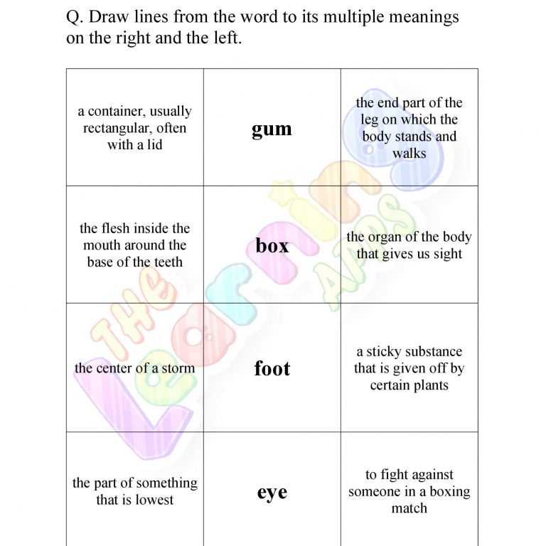 Multiple Meaning Words – Grade 1 – Activity 1 Multiple Meaning Words - Grade 1 - Activity 1