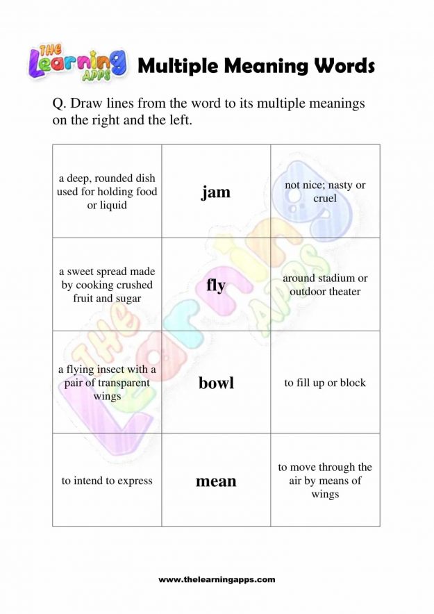 Multiple Meaning Words - Grade 1 - Activity 2