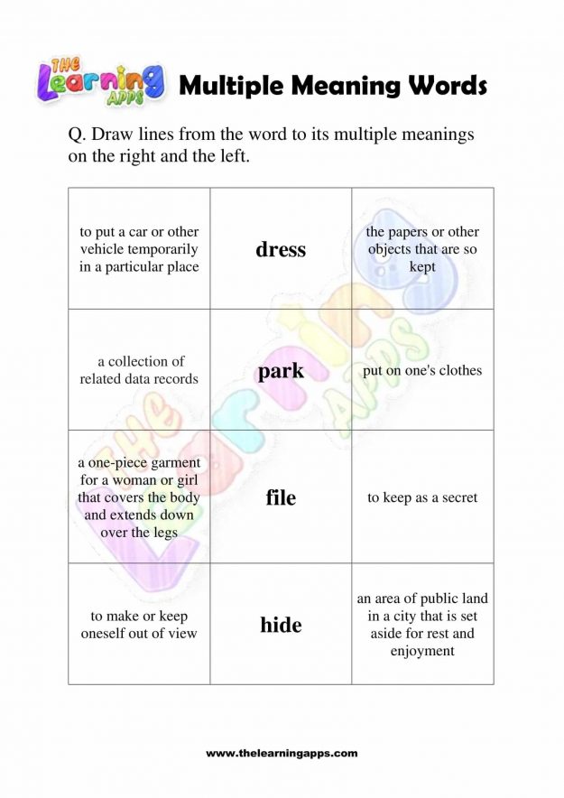 Multiple Meaning Words - Grade 1 - Activity 5