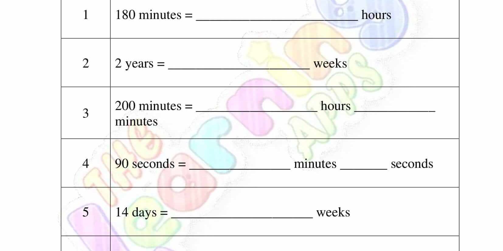 Measurement Worksheet - Grade 1 - Activity 4