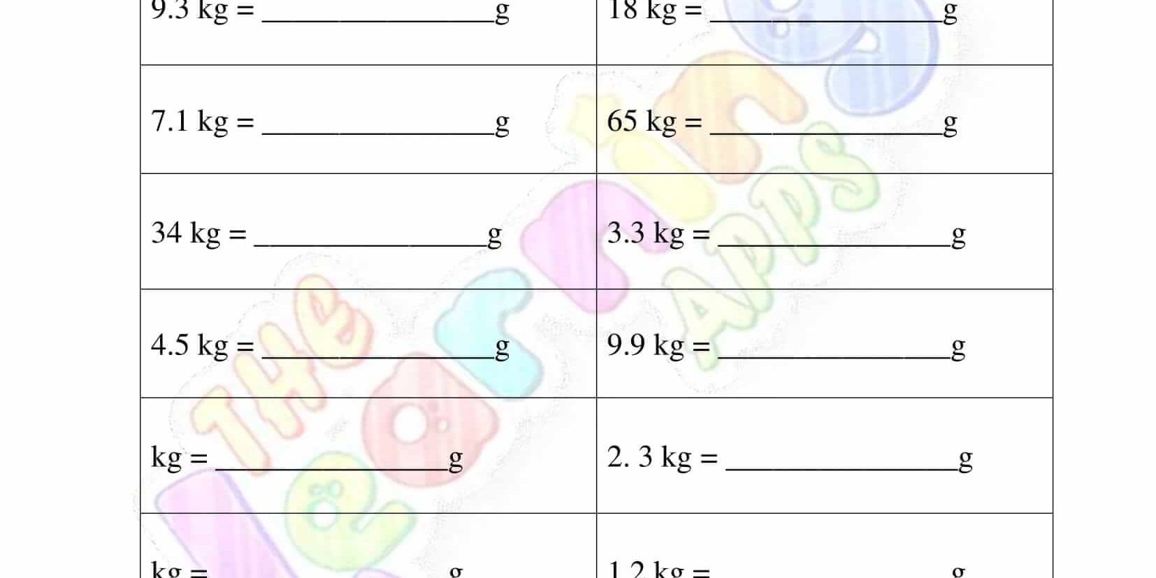 Measurement Worksheet - Grade 2 - Activity 3