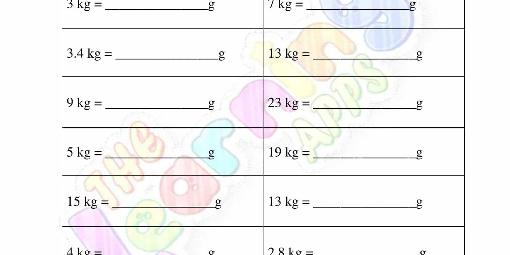 Measurement Worksheet - Grade 2 - Activity 4