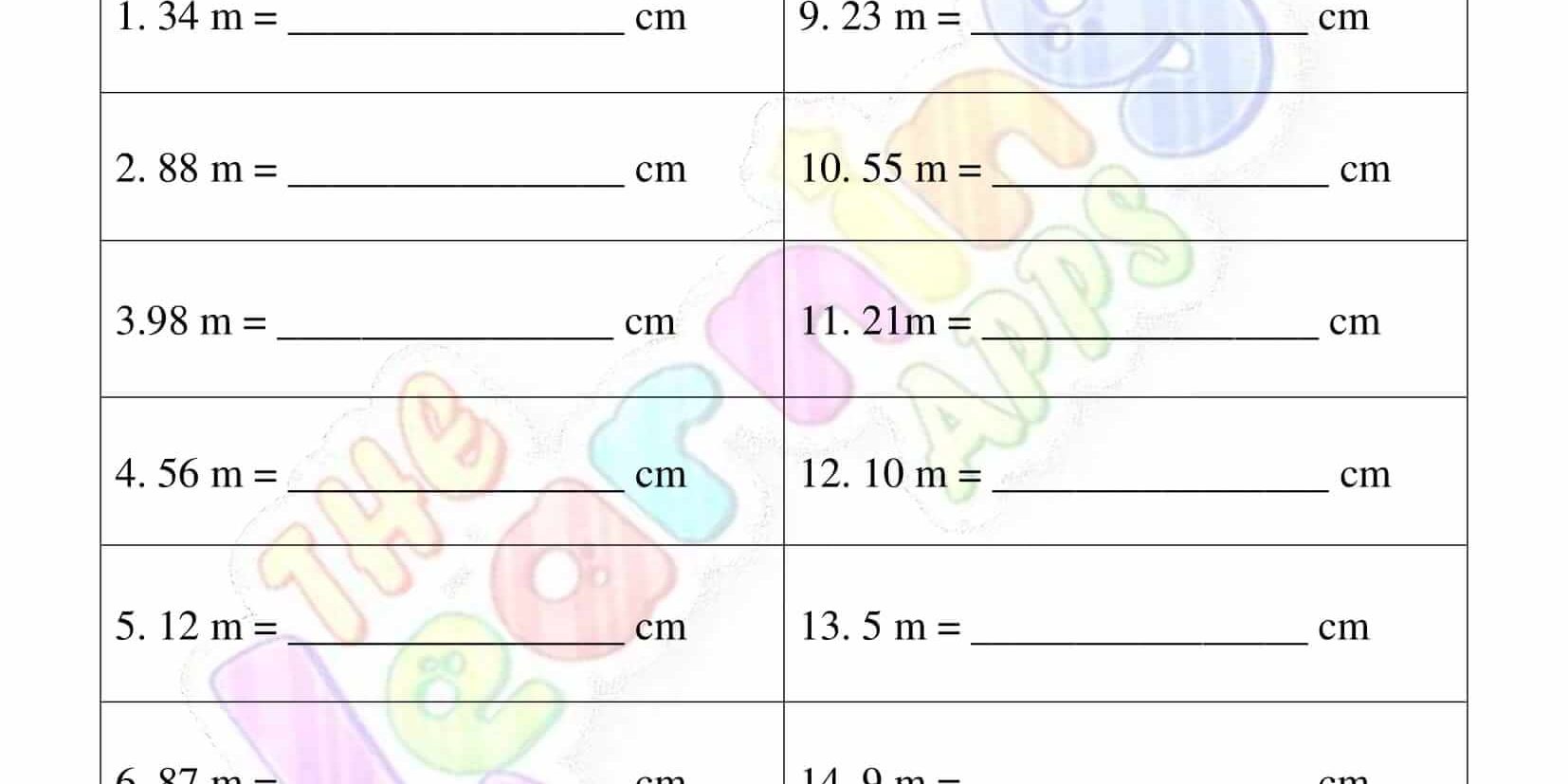 Measurement Worksheet - Grade 2 - Activity 7