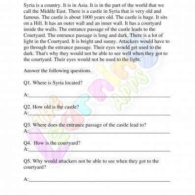 Free Printable Reading Comprehension Worksheets