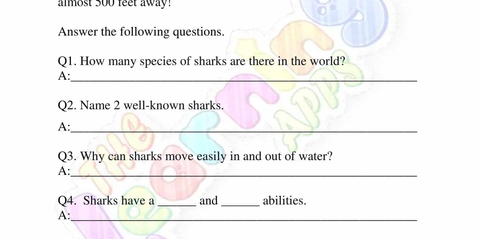 Non Fiction Reading Passages - Grade 1 - Sharks