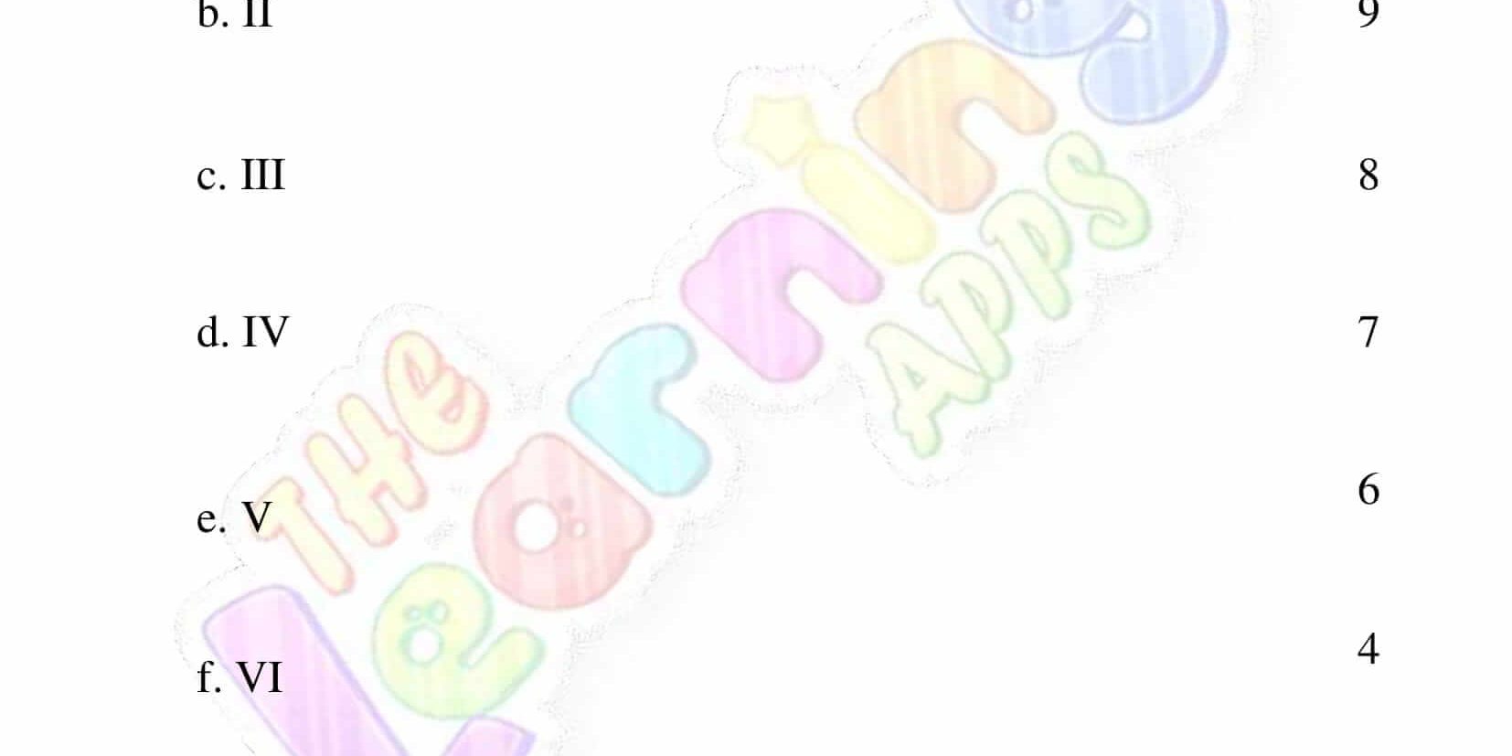 Roman Numerals - Grade 1 - Activity 3