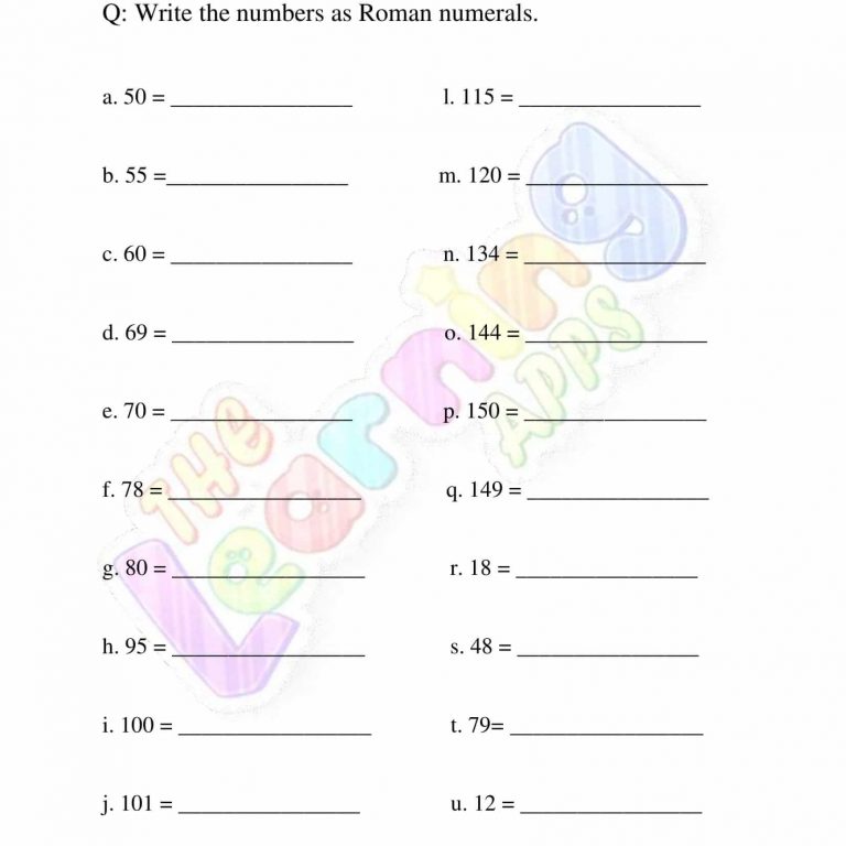 Roman Numerals – Grade 3 – Activity 1 Roman Numerals - Grade 3 - Activity 1