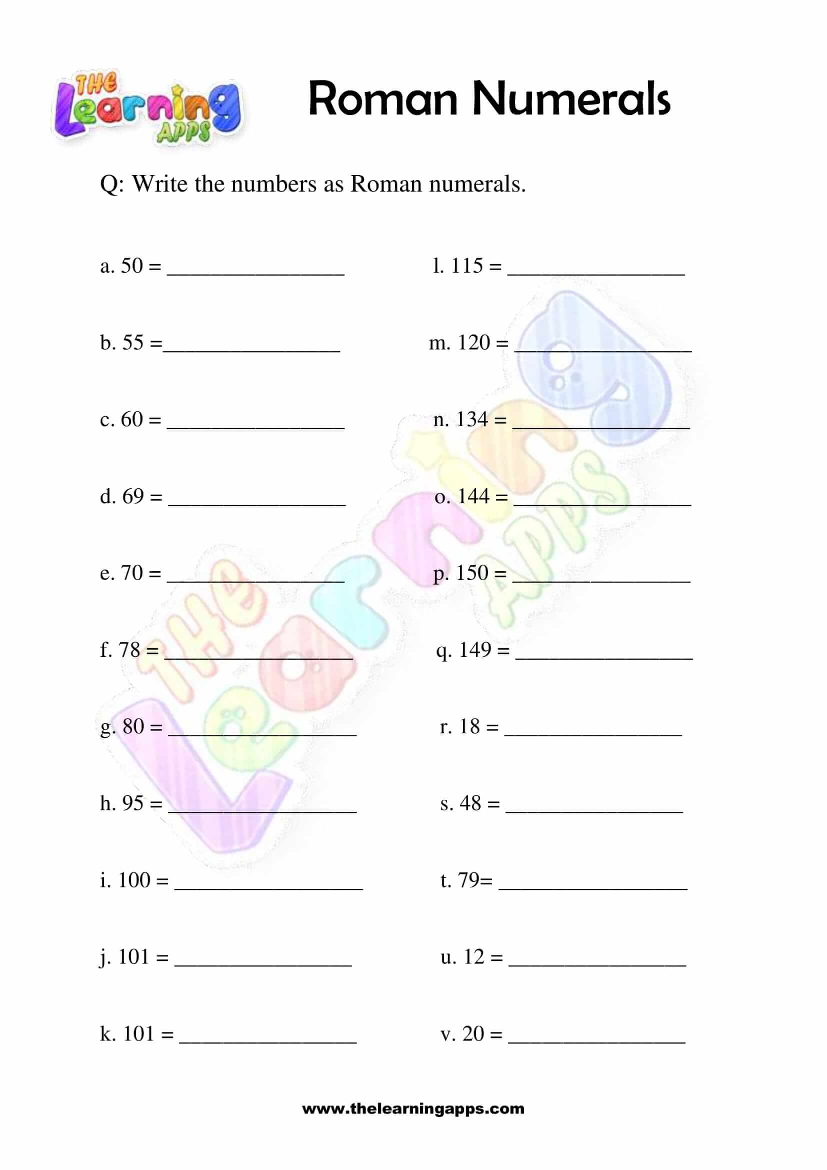 Download Free Roman Numeral Worksheets For Grade 3