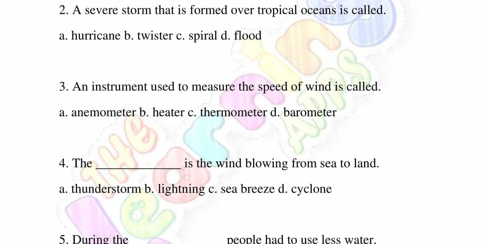 Winds and Cyclones - Grade 2 - Activity 10