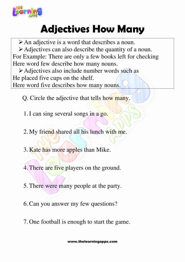 Adjectives-How-Many-Worksheets-Grade-3-Activity-1