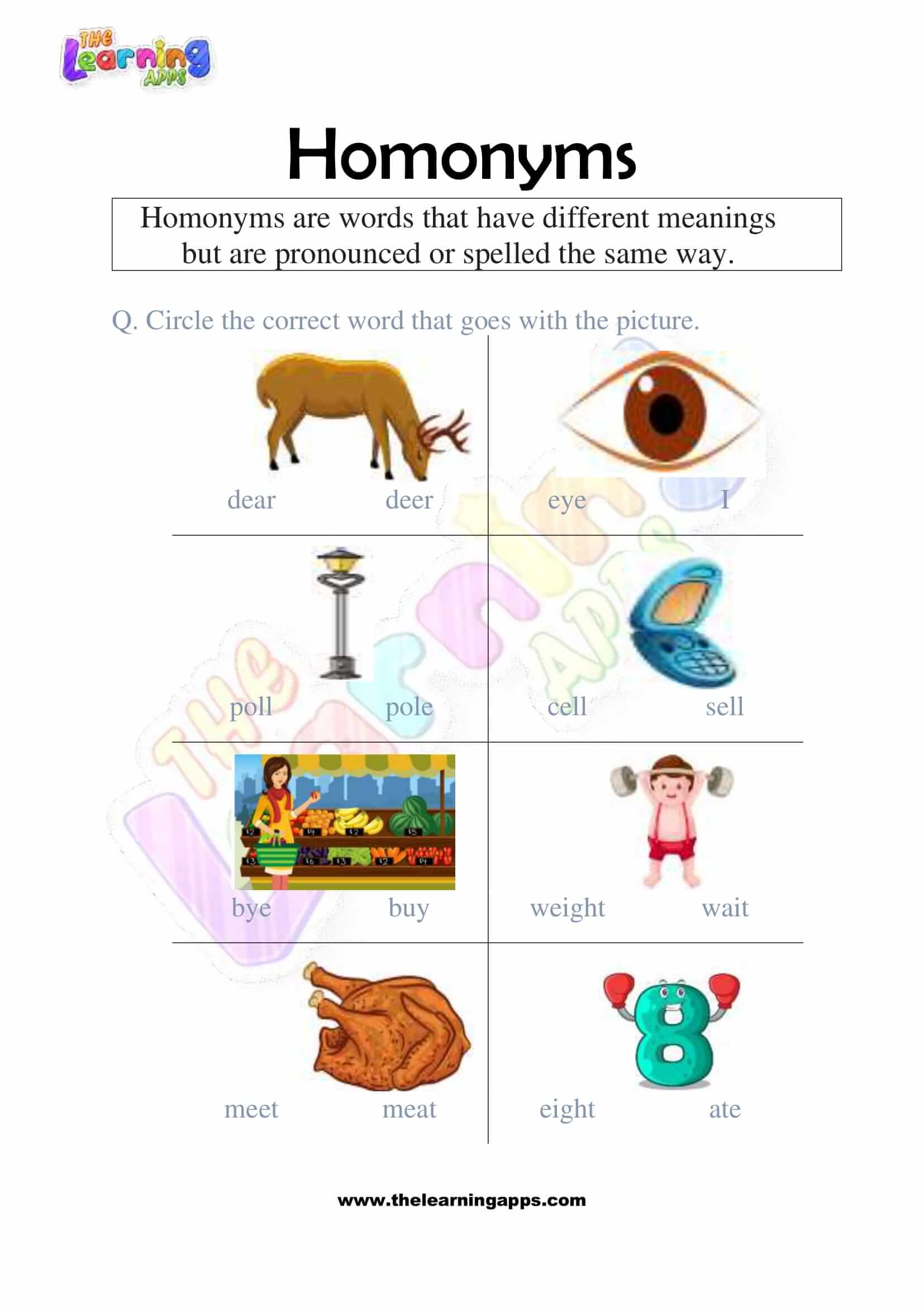 Download Free Homonyms Worksheets For 2nd Graders