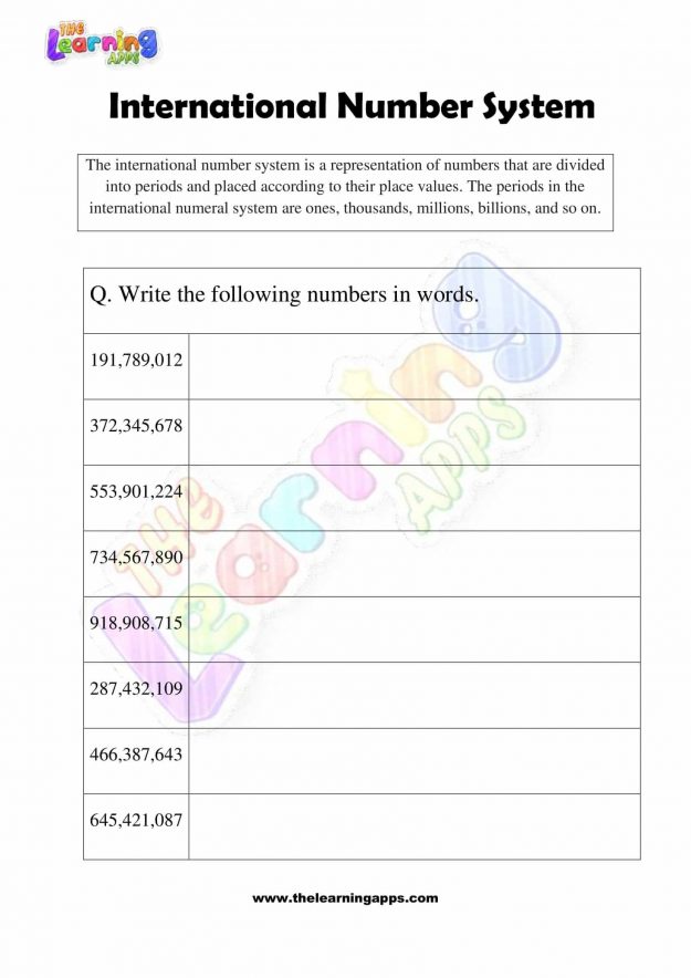 International Number System - Grade 3 - Activity 10