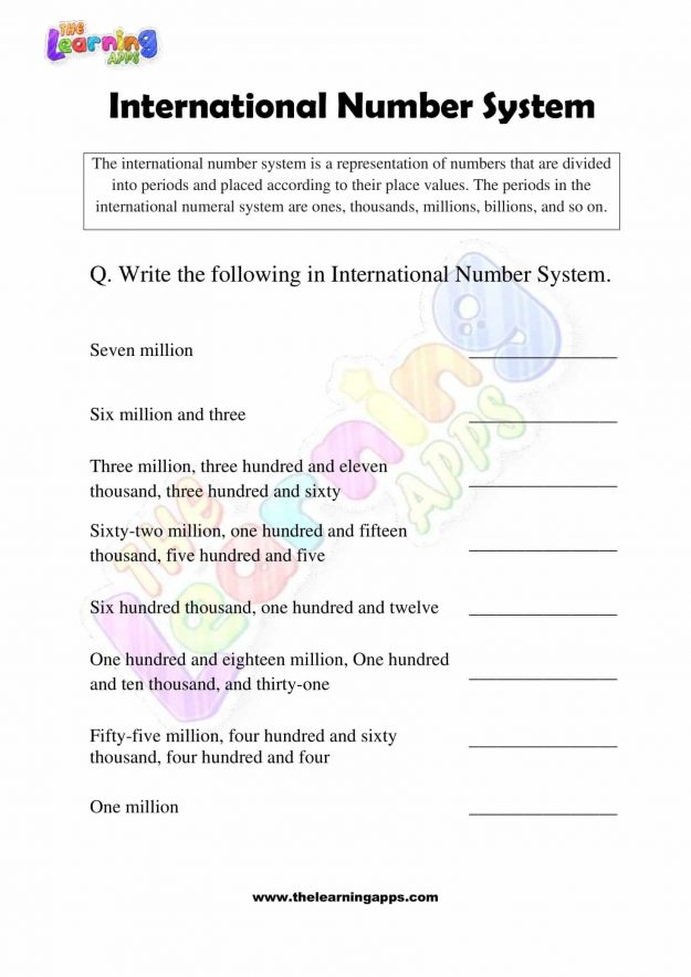 International Number System - Grade 3 - Activity 6