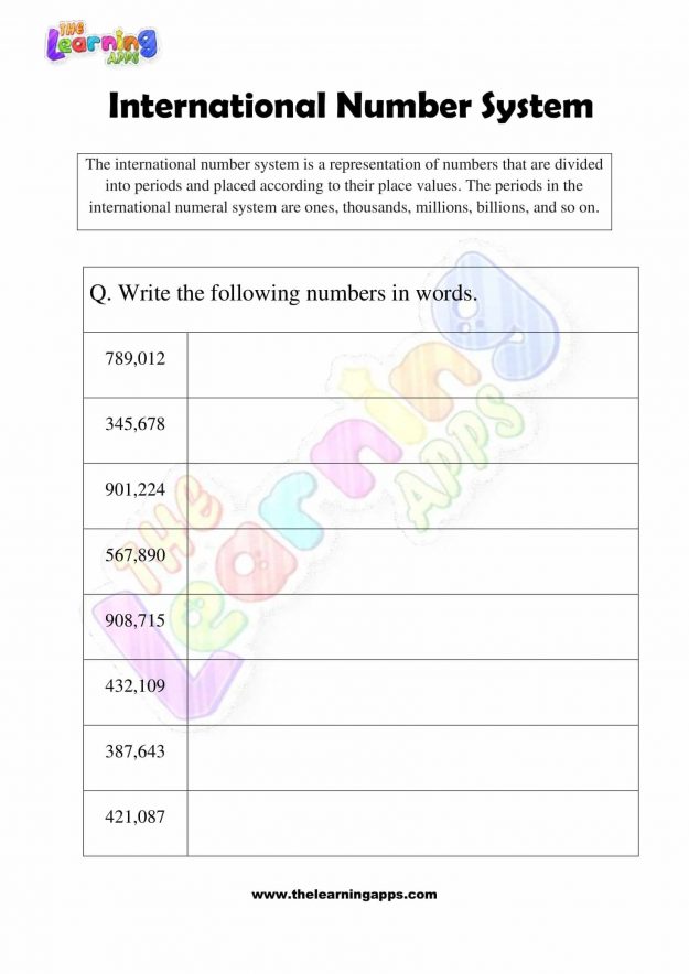 International Number System - Grade 3 - Activity 7