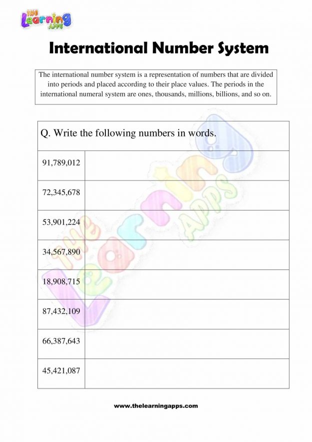 International Number System - Grade 3 - Activity 9