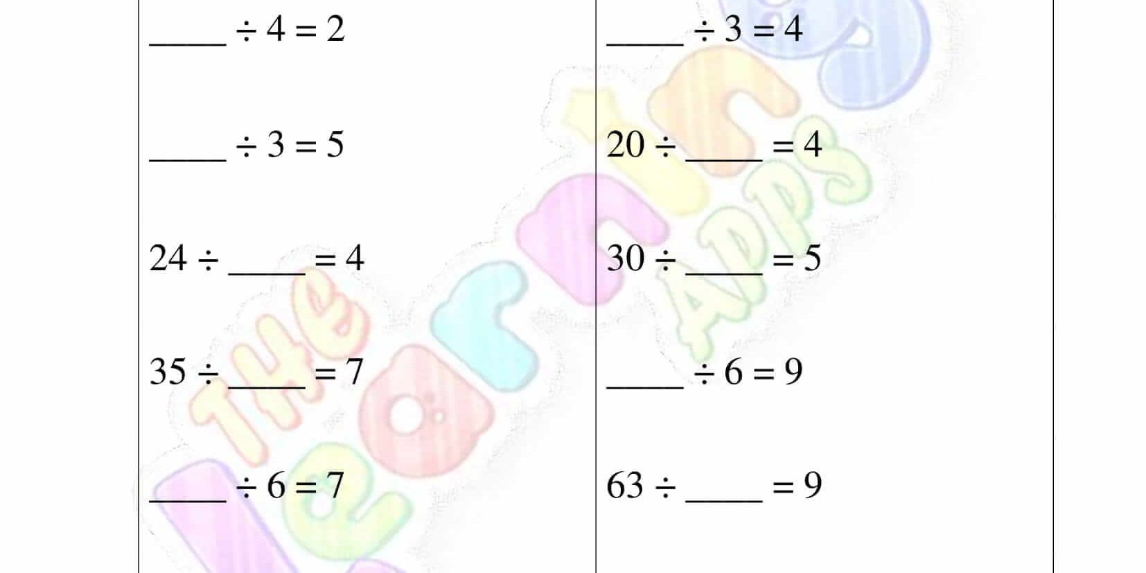 Mental Division - Grade 3 - Activity 4