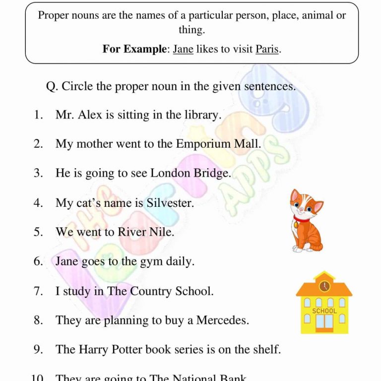 Download Free Printable Noun Worksheets for Kids