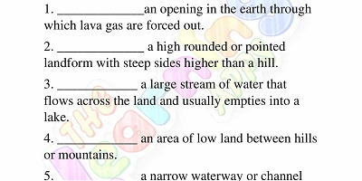 Landforms-Worksheets-for-Grade 3-Activity-7