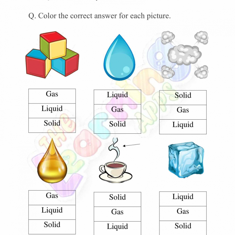 Download Free States of Matter Worksheets for Kids