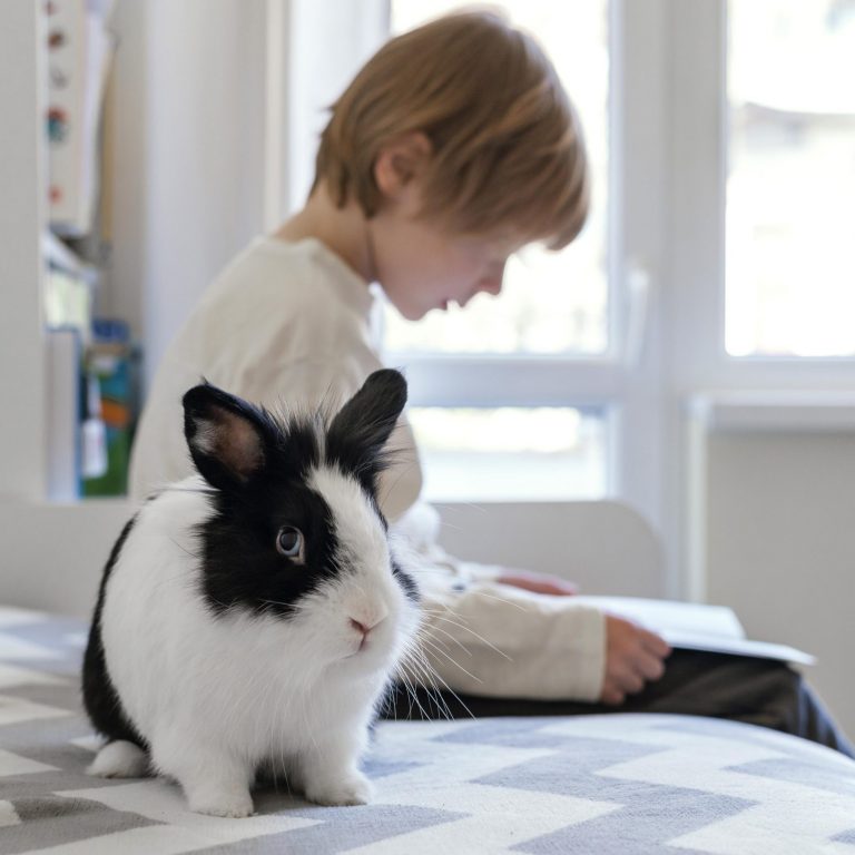 child with small pet