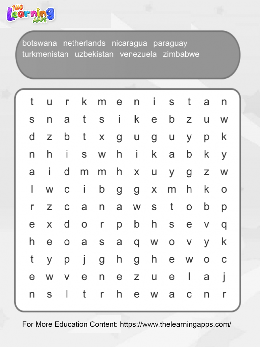 free countries word search printable for kids