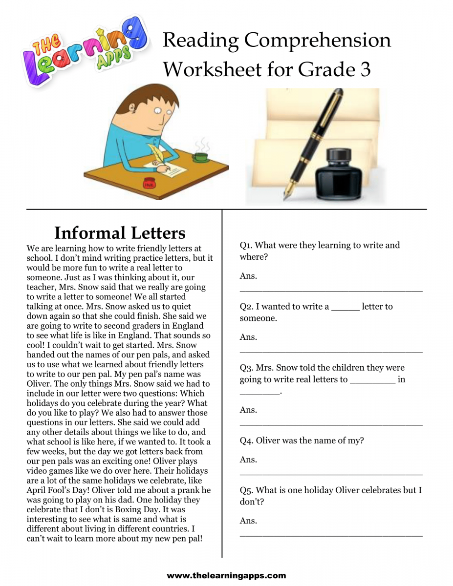 3rd grade reading comprehension worksheets for free