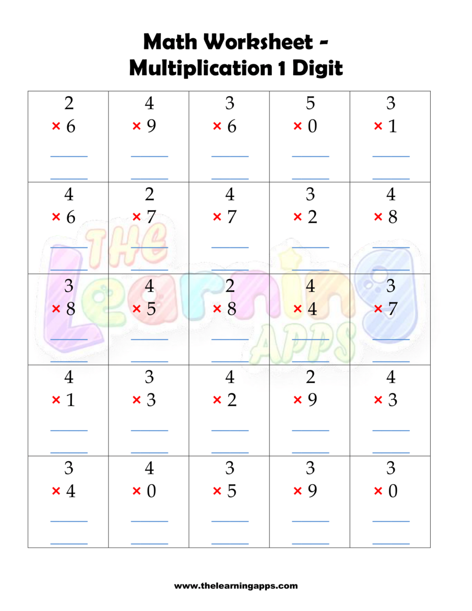 Free Printable Multiplication Worksheets for Kids