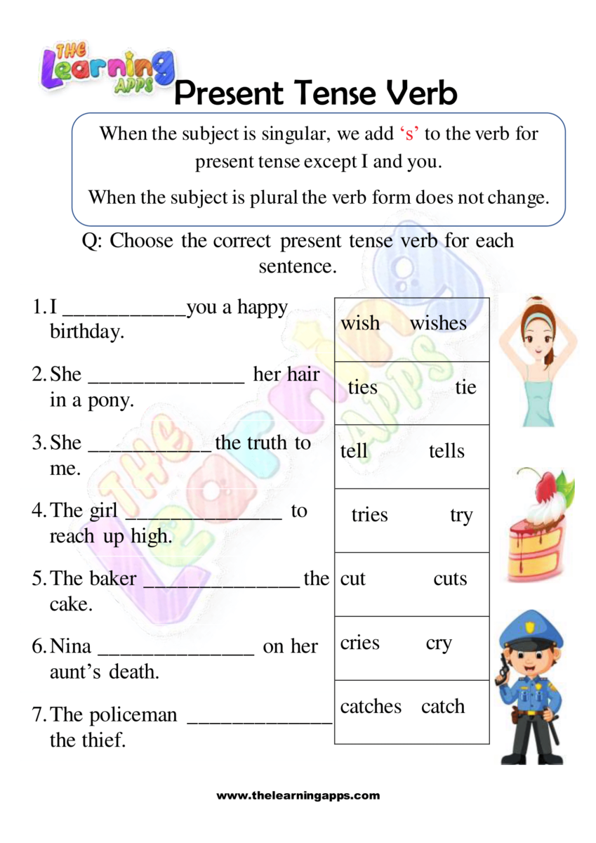 free simple present tense worksheet for grade 1