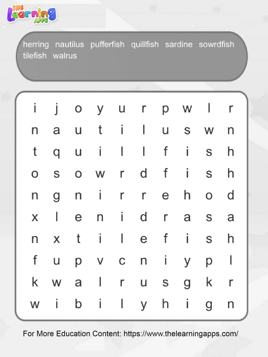 free sea animals word search printables for kids