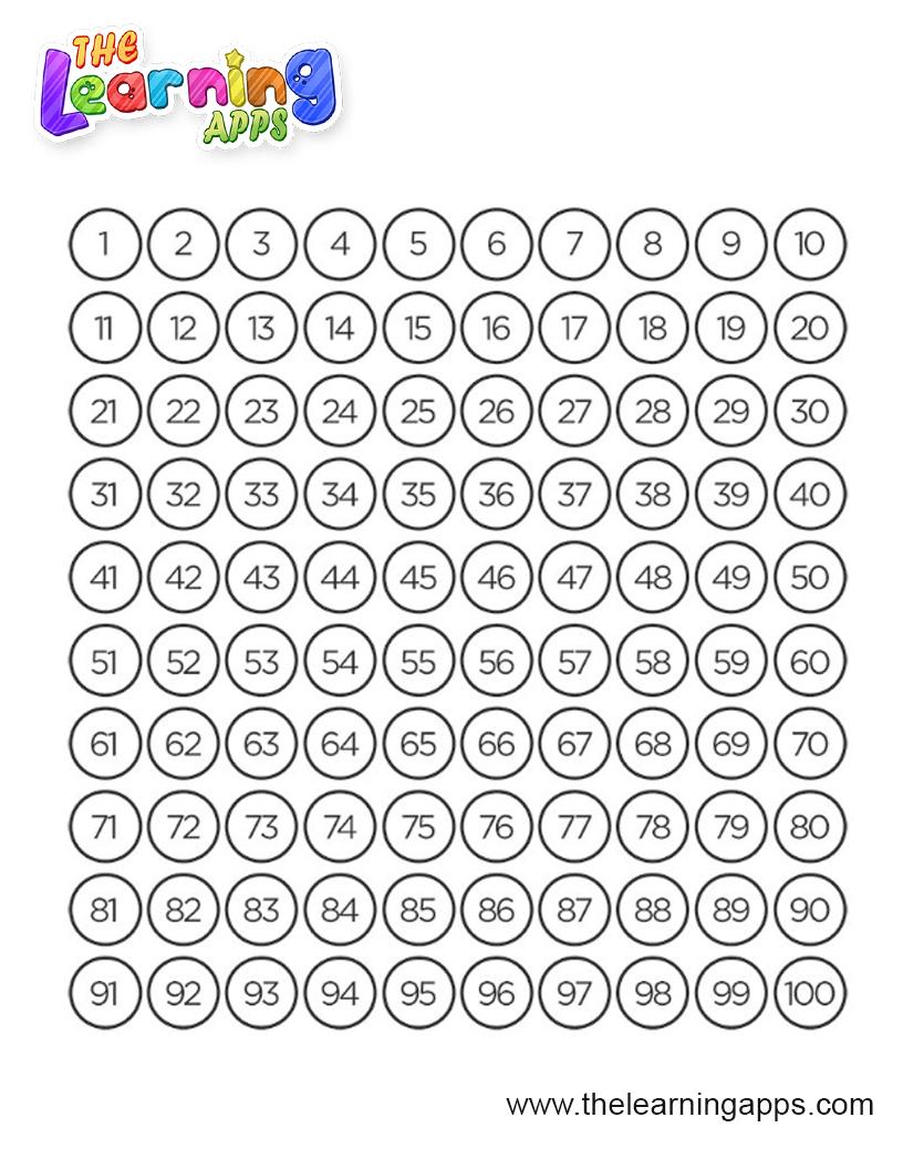 100 Chart Printable For Kids - Number Chart To 100