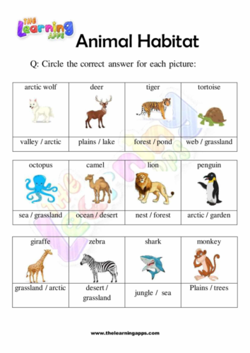 Animal Habitats Worksheets - The Learning Apps