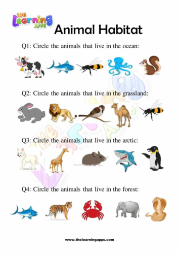 Animal Habitats Worksheets - The Learning Apps