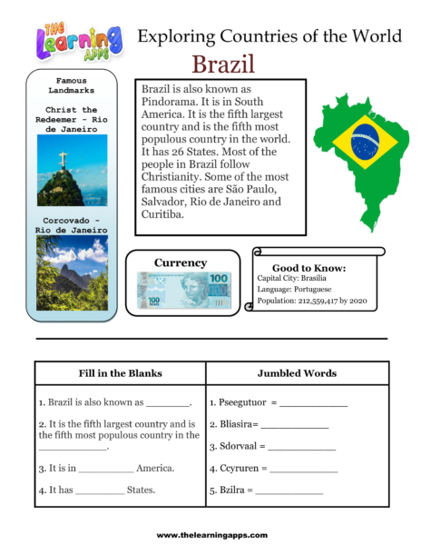 Countries Worksheet For Kids - Free Country Printables