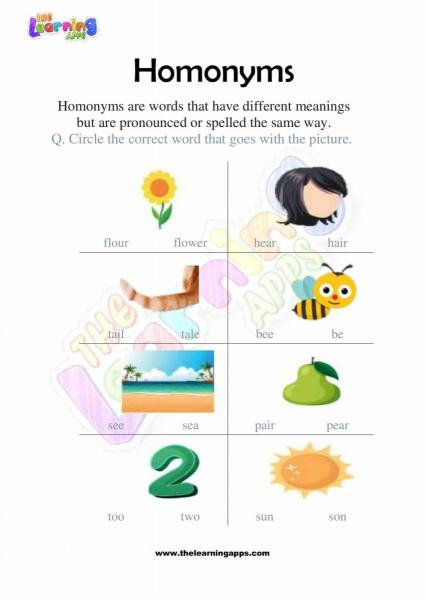 Download Free Printable Homonyms Worksheets For 3rd Grade