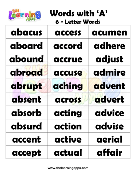 Words that Start with A for Kids - Words that Begin with A