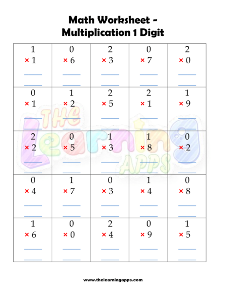 Free Printable Multiplication Worksheets for Kids